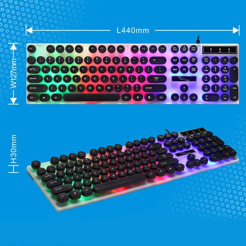 G21 USB Wired Mechanical Punk Keyboard led Colorful Backlight Gaming Waterproof For PC Computer Gamer | Компьютеры и офис