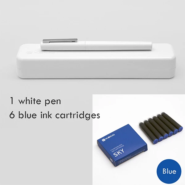 White add blue Xiaomi Mijia Kaco BRIO авторучка Цельнометаллический корпус ручки два способа орошения чернил оснащен Шмидтом поглотитель чернил - Цвет: White add blue