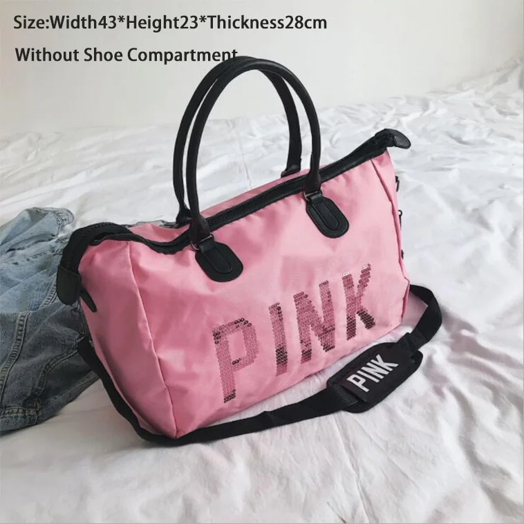 without shoe bag Коврик для йоги, водонепроницаемая сумка, легкая спортивная сумка для кроссовок, спортивная сумка розового цвета с пайетками, спортивная сумка для фитнеса и обуви, дорожная сумка, гаджеты для тренажерного зала - Цвет: without shoe bag