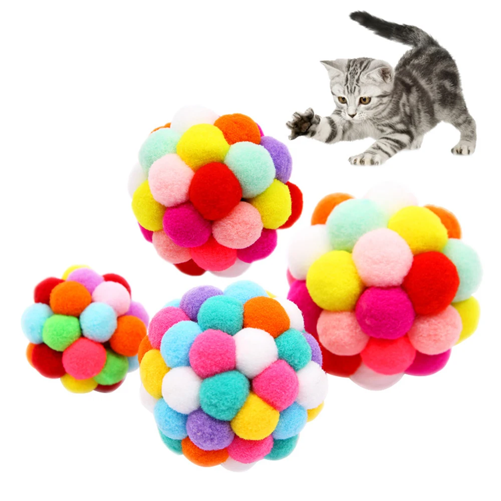 Горячий Новый S/M/L Забавный питомец кот игрушка мяч красочный эластичный ручной