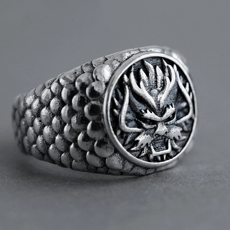 

2021 new fashion Kirin Patterned Men's Ring Trendy personality punk hip hop Opening can be adjusted Men's Ring Jewelry wholesale
