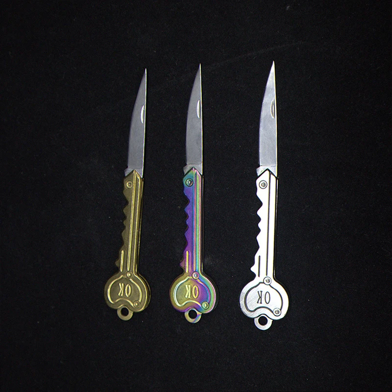 Мини нож в виде ключа тактический походный уличный брелок складной открытие