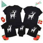 Семейная Рождественская подходящая одежда с принтом оленей, футболка для отца, мамы, дочери, сына, детей, Детский комбинезон, хлопковые наряды для семейного образа