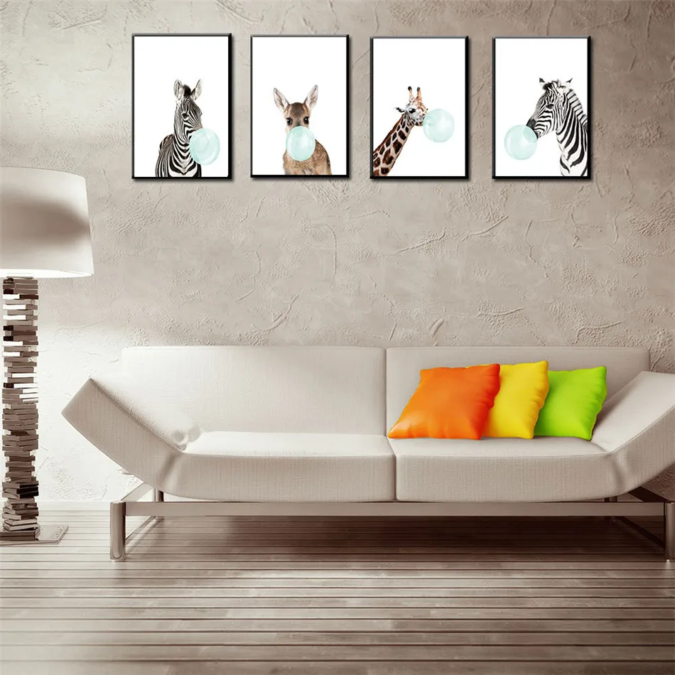 

Oil Painting Animals And Bubble Gum Wall Multi Combination Canvas Paintings For Living Room Home Decoration Wall Art Pictures