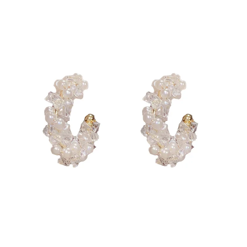 

Vintage Pearl Twines Crystal Earring Delicate Temperament Schoolgirl Fashion Ear Act The Role Of Show Thin Women Earing New 2021