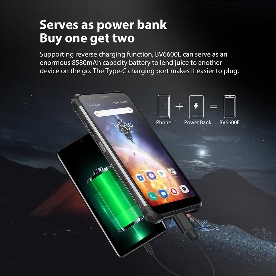 Смартфон Blackview BV6600 защищенный IP68 8580 мАч 4 + 64 ГБ 5 7 дюйма 16 МП NFC Android 10 | Мобильные