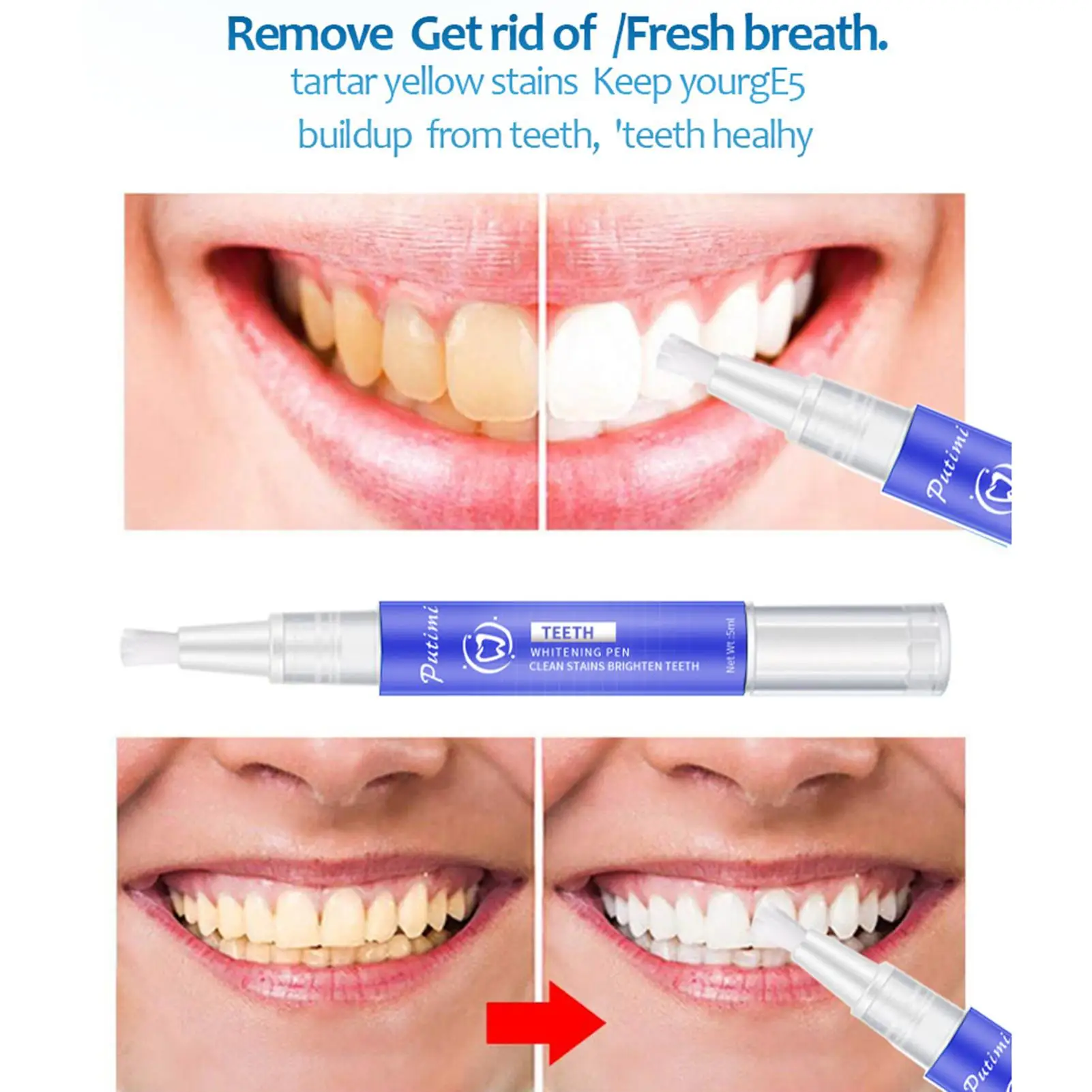 

Белые отбеливающие гелевые ручки Putimi для чистки зубов, отбеливающий гель для зубов, зеркальное средство для ухода за полостью рта