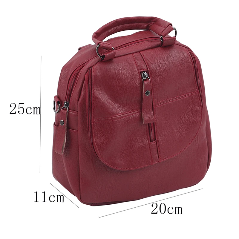 

Brand Leather Women's Backpack School Bag Casual Backpack For Girls Double Zipper Leisure Shoulder Bags 2020 New