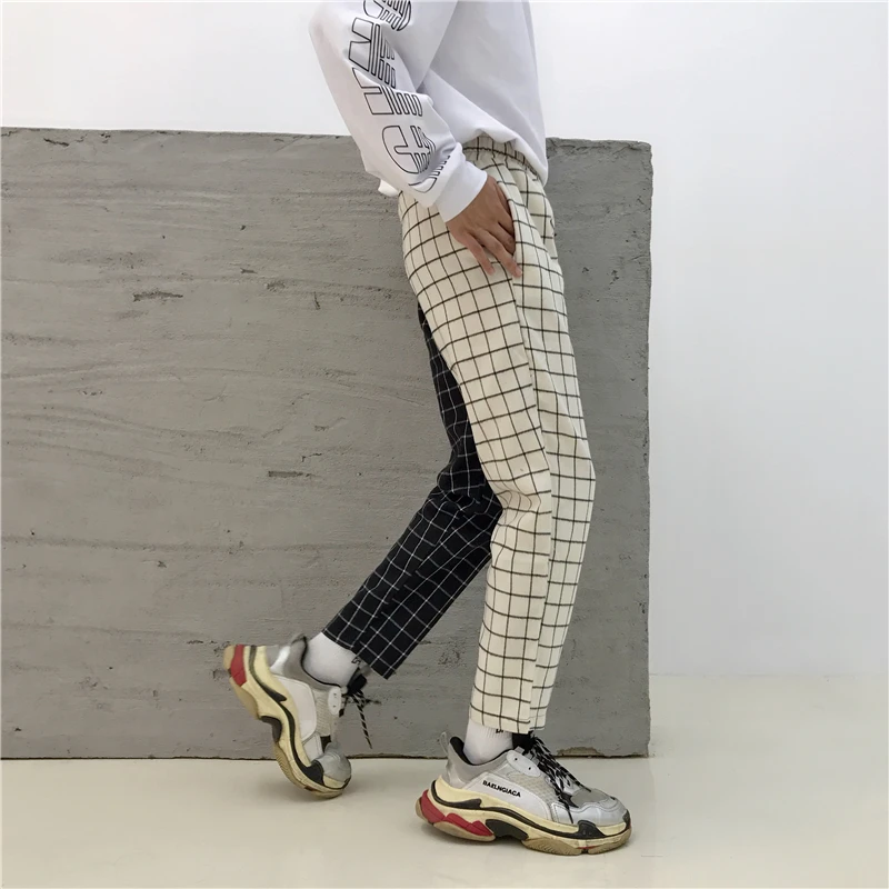 Heydress винтажные лоскутные брюки Харадзюку женские мужские брюки эластичные брюки с высокой талией корейские повседневные Прямые брюки