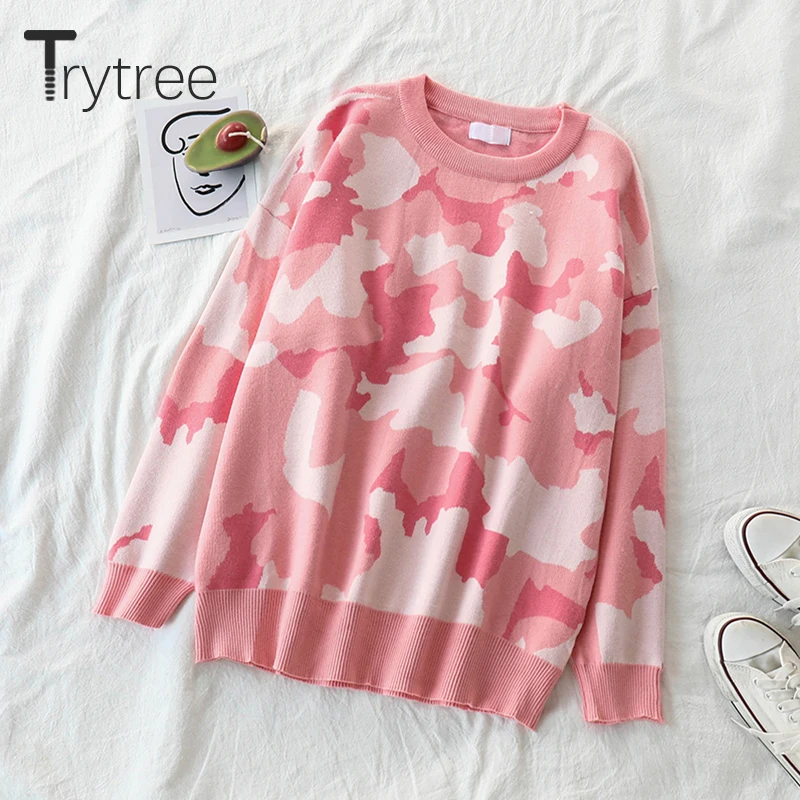 Женский Повседневный свитер Trytree модный элегантный свободный розовый