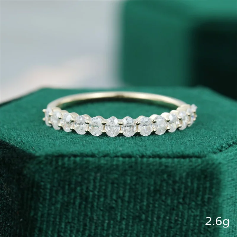 

BAOSHINA Rose Gold Egg-Shaped Zircon Half Circle Micro-Set Ring For Women Wedding Engagement Jewelry Female Hand Accessories