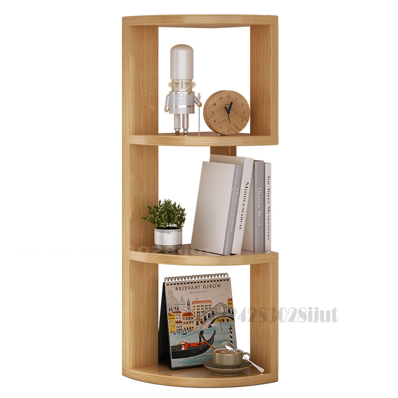 

European Style Simple Solid Wood Storage Shelf Corner Bookcase Home Oak Desk Desktop Wooden BookShelf Partition Storage Rack