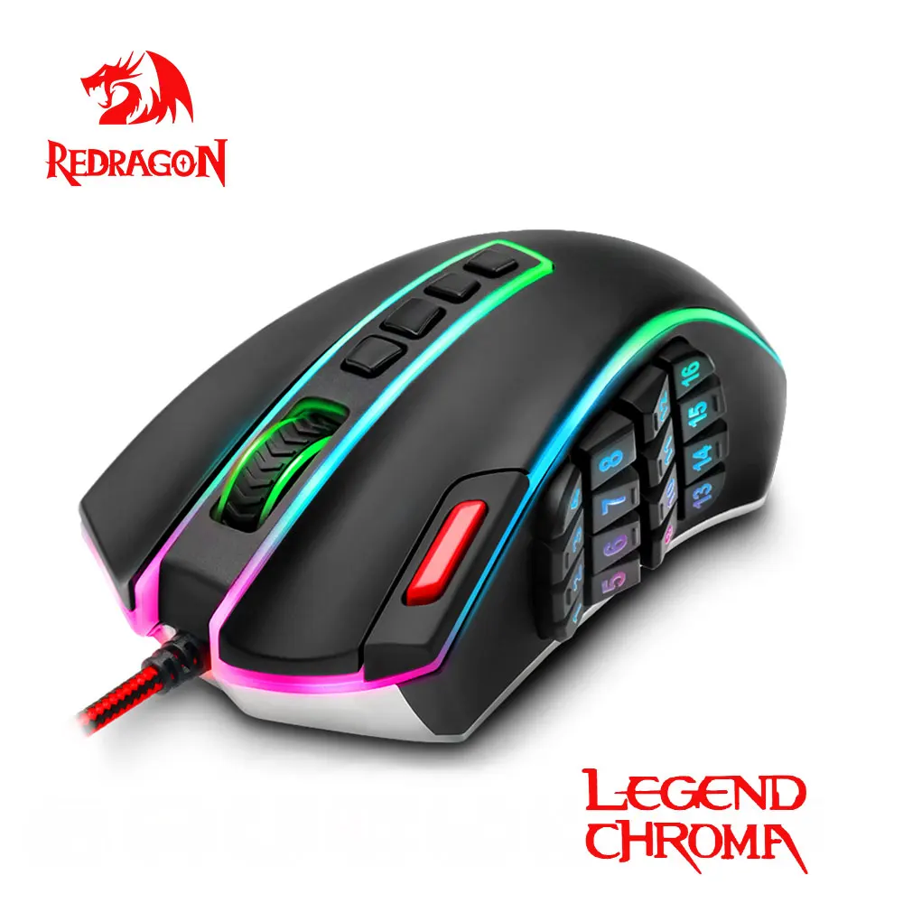USB игровая мышь Redragon LEGEND проводная RGB подсветка 24000 DPI 24 кнопки программируемая