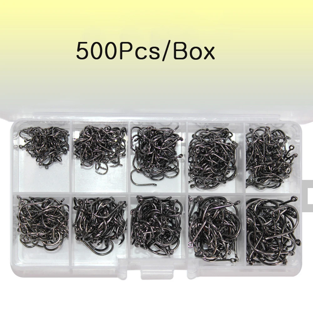 500 шт./кор. набор рыболовных крючков из высокоуглеродистой стали одинарный