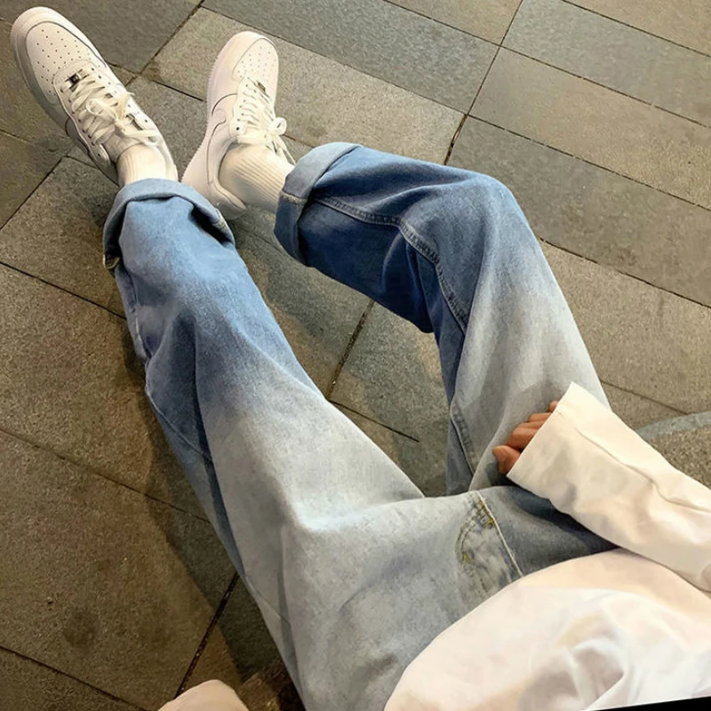 

Jeans Women Gradient Color Chic High Street Harajuku Baggy Ulzzang Streetwear Hip-hop Designed High Waist Korean Style Unisex BF