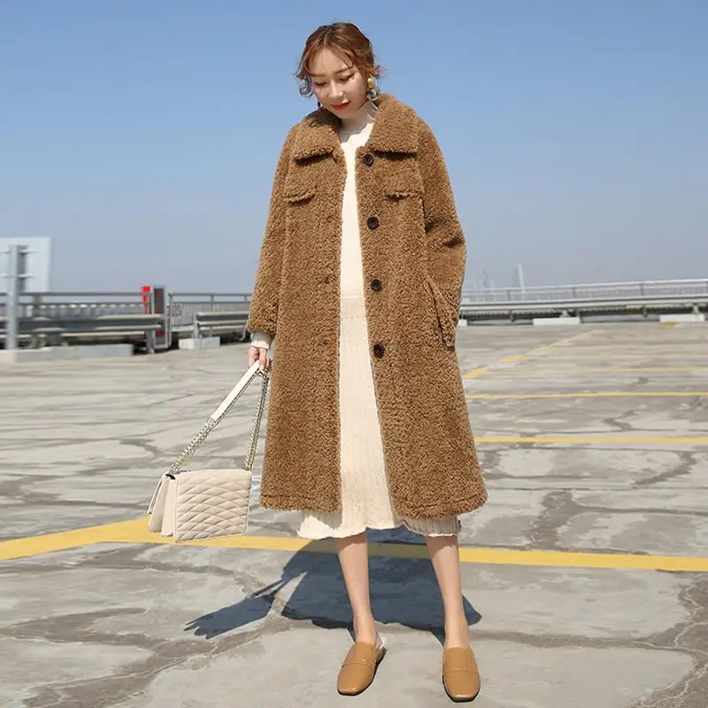 Женское пальто из искусственной овчины зимняя повседневная куртка овечьей