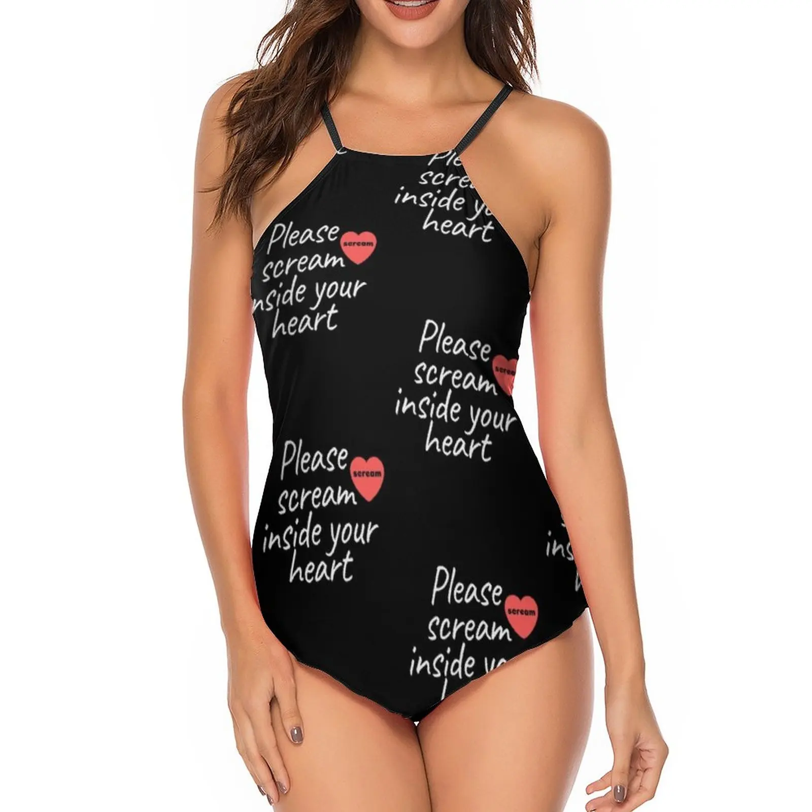 

Купальник-танкини с принтом крика, Модный Купальник на бретельках, костюм для подростков из двух частей