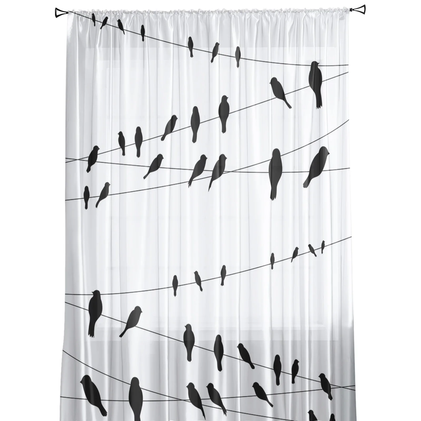 Птиц провод силуэты современные тюлевые шторы для Гостиная Спальня дома Кухня