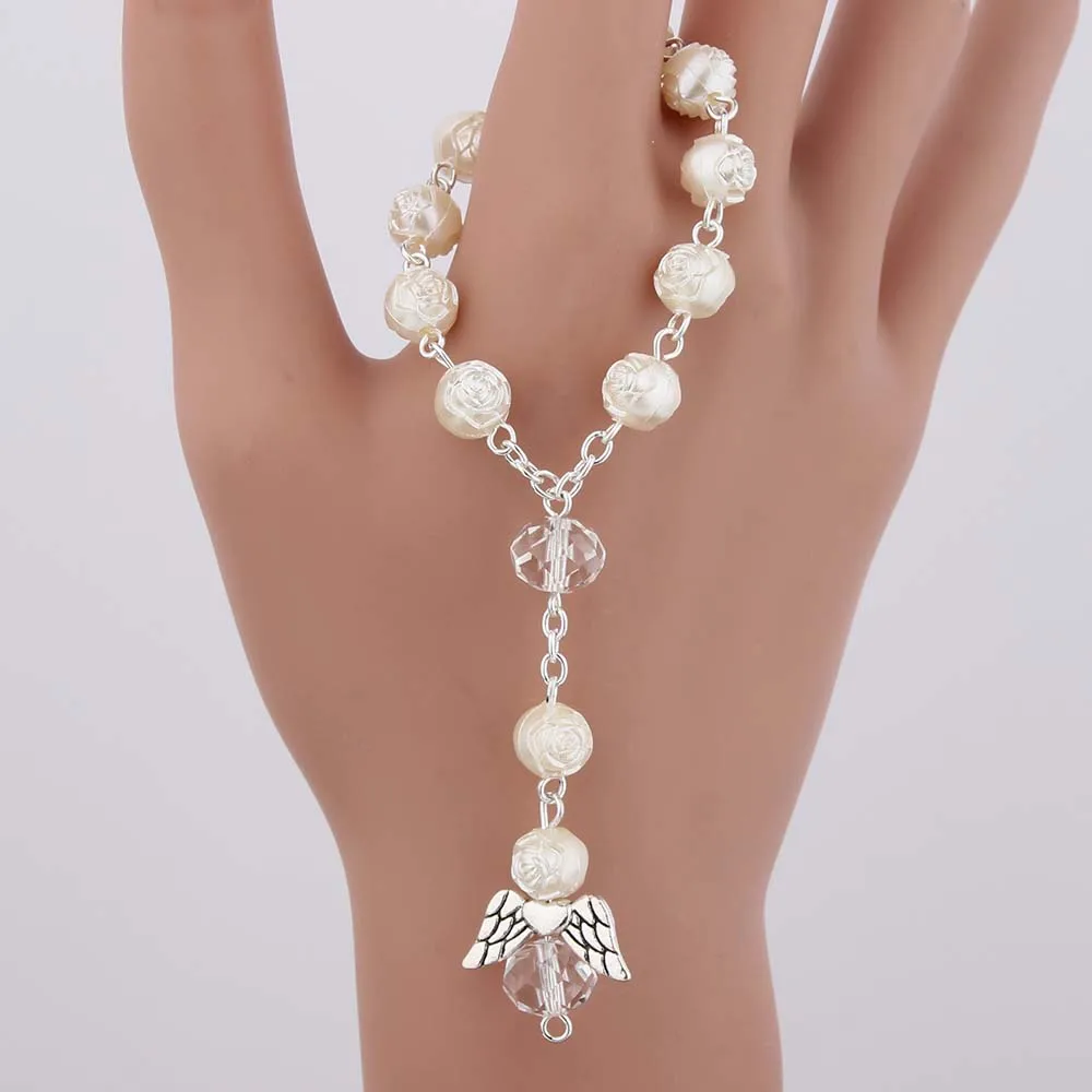 Ангел подарки на крещение единый цвета слоновой кости сувениры recuerditos para bautizo finger rosaries крестины сувениры Причастие