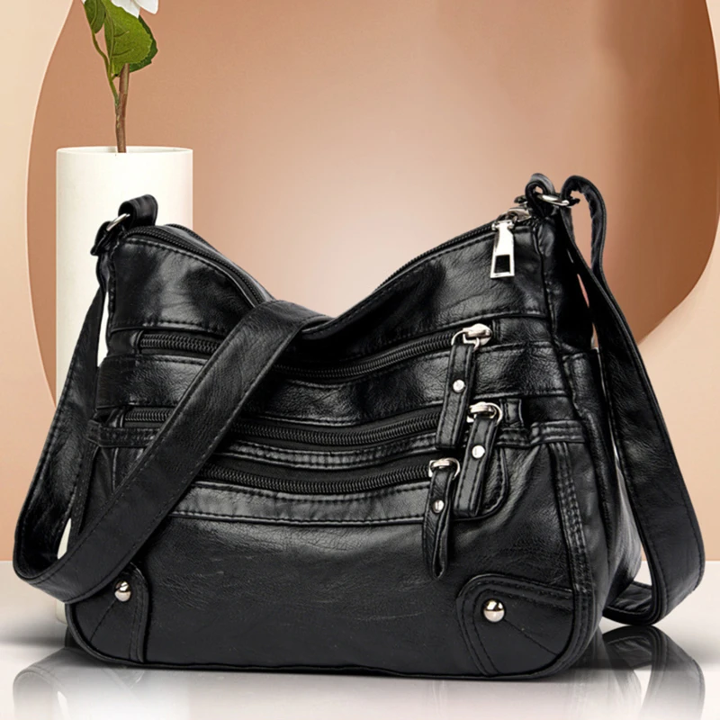 

New Soft Flap Single Shoulder Crossbody Pack Bag Luxury Handbags for Woman 2021 All-Match Large Capacity PU Leather Messenger