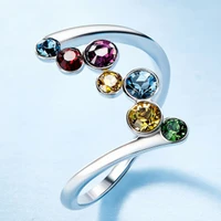 new creative inlaid colorful round gemstone ring popular in european and american female hand jewelry