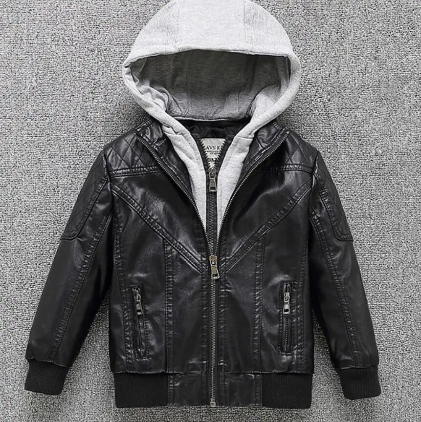 Детские Куртки из искусственной кожи для мальчиков осенне зимняя ветровка