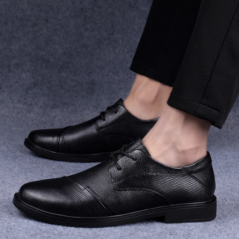 Men Derby Shoes Genuine Leather Man Shoe Black Brown Dress Formal Casual Footwear Handmade 2020 Spring Autumn New Arrival | Обувь