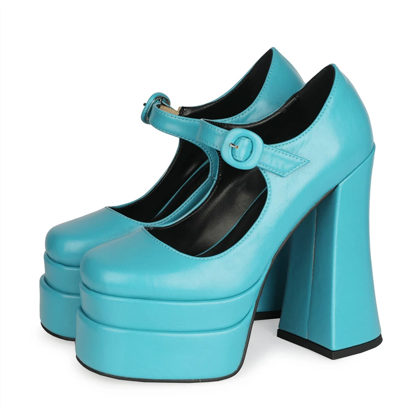 Женские туфли-лодочки на толстой платформе Туфли Мэри Джейн высоком массивном