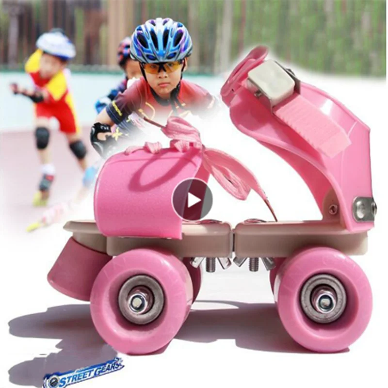 Двухрядные ролики регулируемые четырехколесные роликовые коньки для детей и