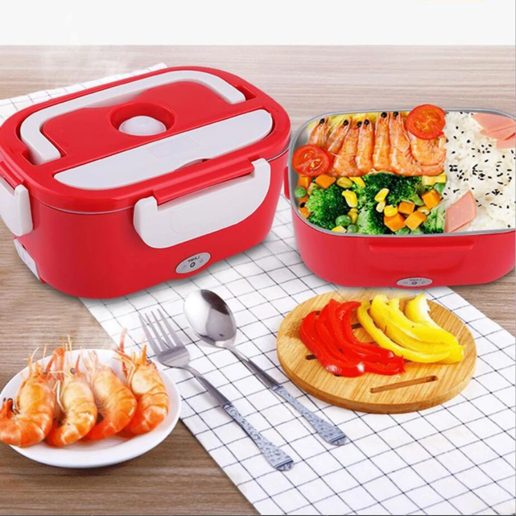 

Portable Electric Heating Stainless Lunch Box Food Warmer 220V EU Plug Red