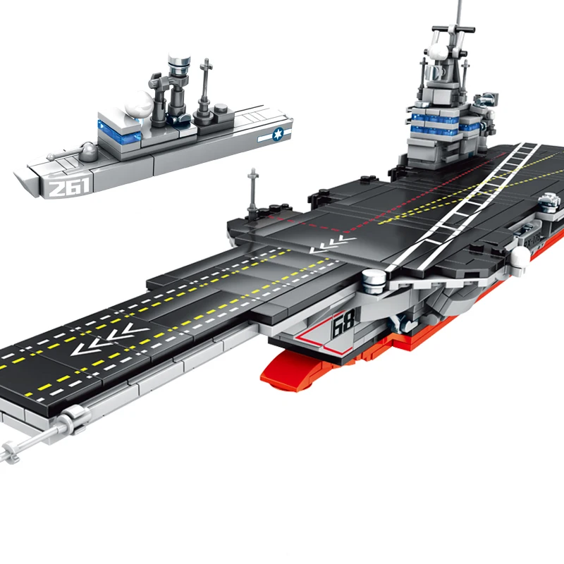 Sembo Блок Самолет фрегат Перевозчик строительные блоки военная армия оружие