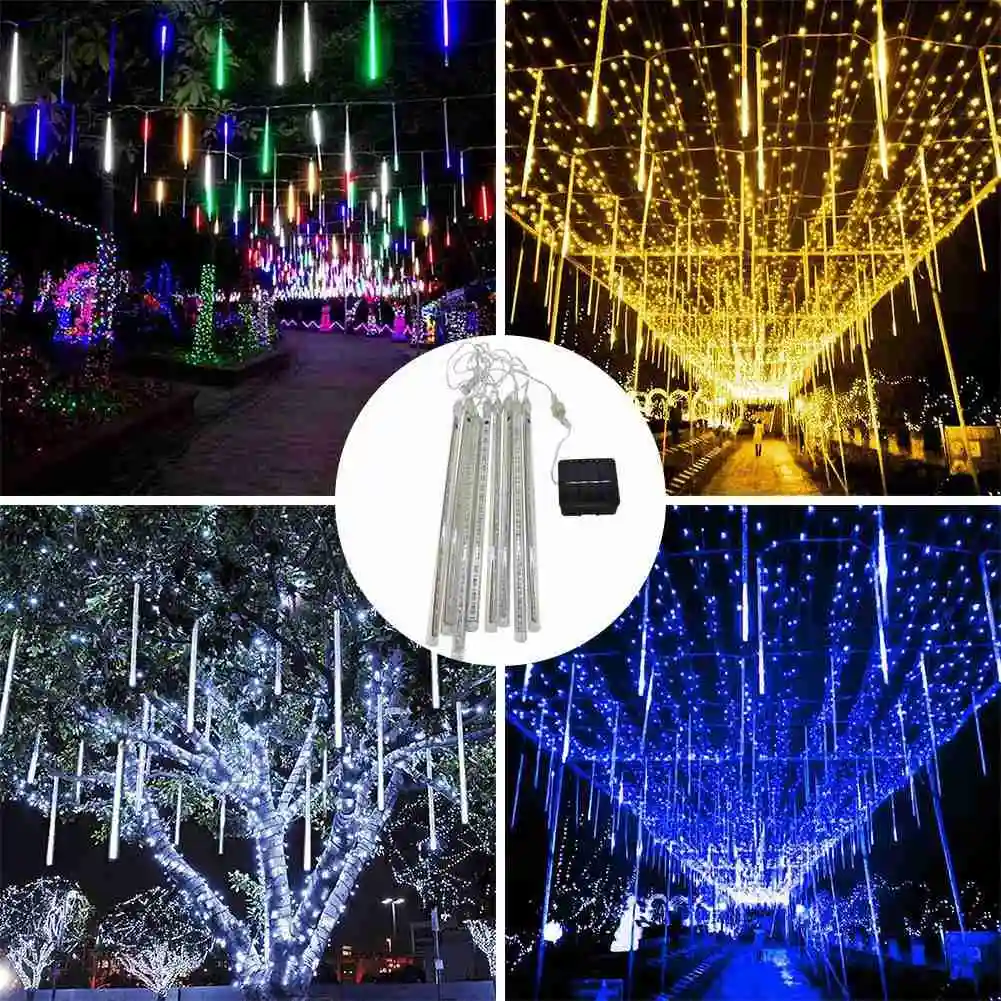 

Solar LED Lights Meteor Rain Light String 30cm 8 Tube Decoration Wedding Christmas Outdoor Waterproof LED Tree Garden 144 L G1E5