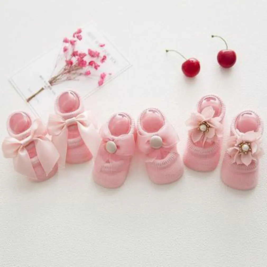 

Lace Bow Baby Korean Style Pure Cotton Hollow Hole Boat Socks Children'S Candy Color Summer Floor Socks