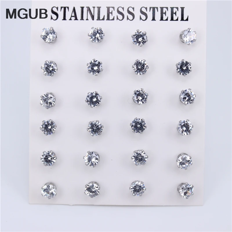 Из нержавеющей стали ювелирные изделия 12 пар/компл. серебро Цвет Диаметр с