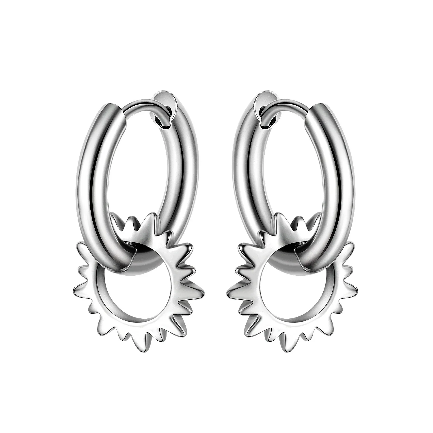 

Fashion Stainless Steel Sunflower Hoop Earrings For Women Geometric Dangle Earrings Party Jewelry Gift