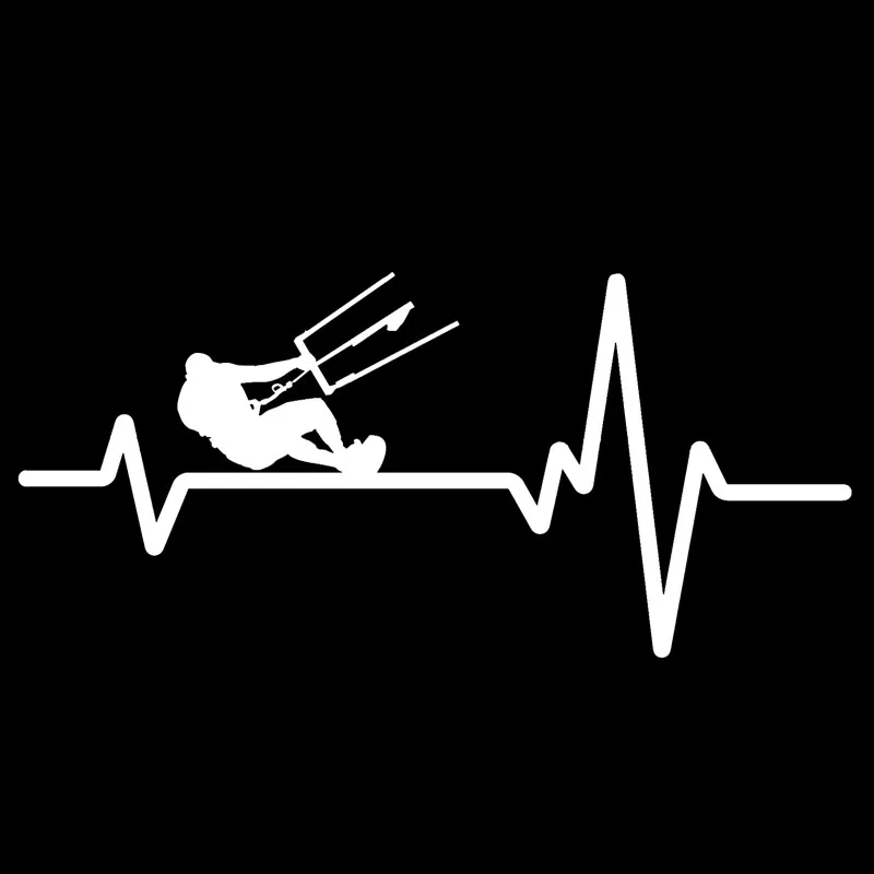 

Dawasaru Kiteboarding Heartbeat Lovely Car Stickers Creative Waterproof Decals Laptop Motorcycle Auto Decoration PVC,15cm*7cm