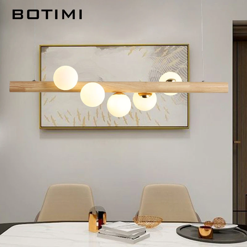 Обеденный светодиодный подвесной светильник BOTIMI деревянная лампа для гостиной