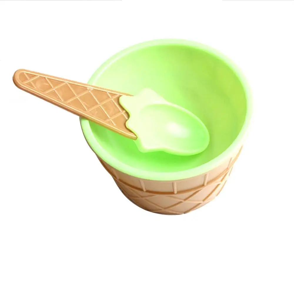 green Слайм миска коробка ложка пушистые контейнеры DIY комплект аксессуары Детский пластилин чаша игрушки Дети еда играть мороженое чаша - Цвет: green