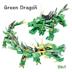 Набор строительных блоков серии ниндзя Lloyd's Green Dragon Fighting Mech Creator, 2 в 1, развивающие игрушки для детей, подарки