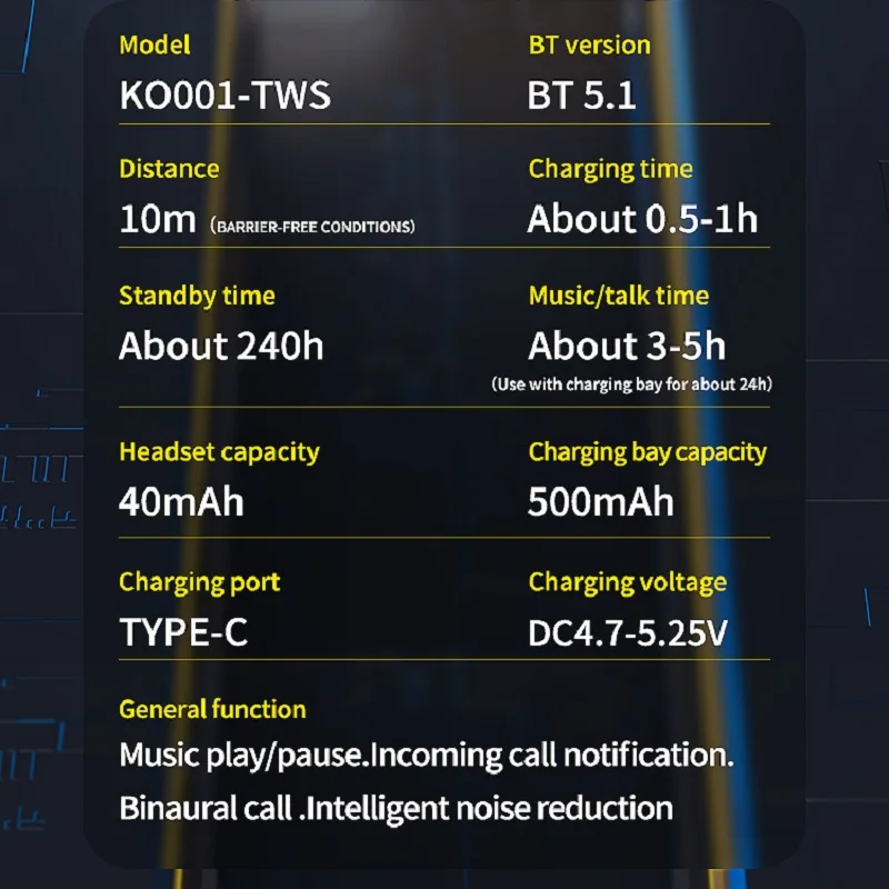 Беспроводная Bluetooth-гарнитура Ko001 фирменная модель TWS новая игровая гарнитура с