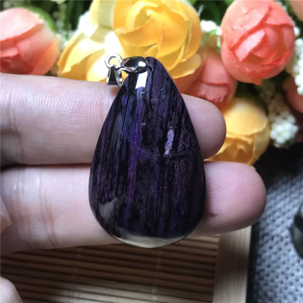 

Genuine Natural Sugilite Stone Jewelry For Women Lady Purple Anticancer Crystal 38x23x10mm Water Drop Bead Fashion Pendant AAAAA