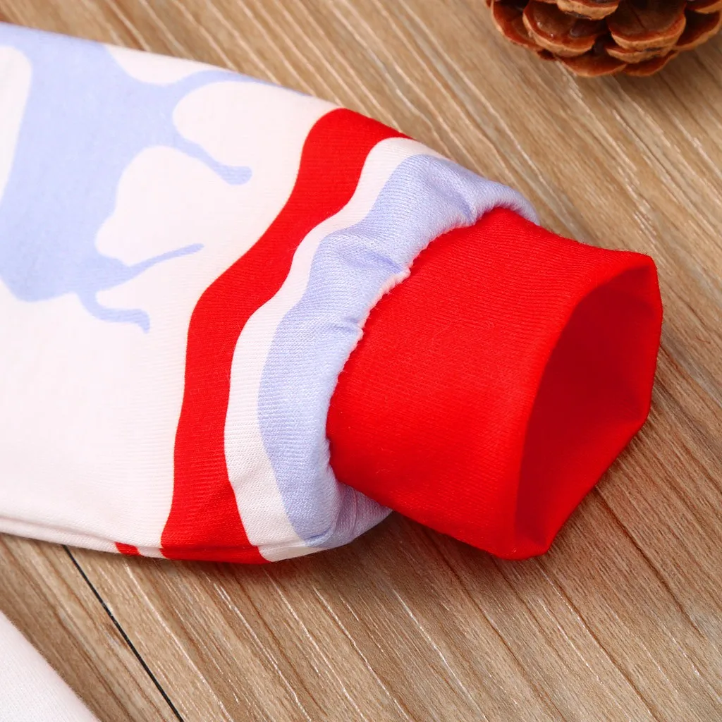 Рождественская одежда для малышей комбинезон с надписью и принтом оленя dziecko