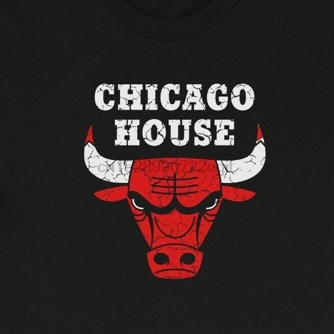 Chicago House Футболка-Винтажный стиль быков франки артикуляций техно Ибица | Мужская