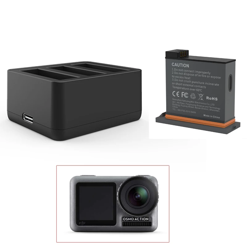 Для DJI OSMO ACTION 1220 mAh 2pes Action Charging battery и 3в1 зарядное устройство для зарядного устройства для DJI Osmo аксессуары для экшн-камеры