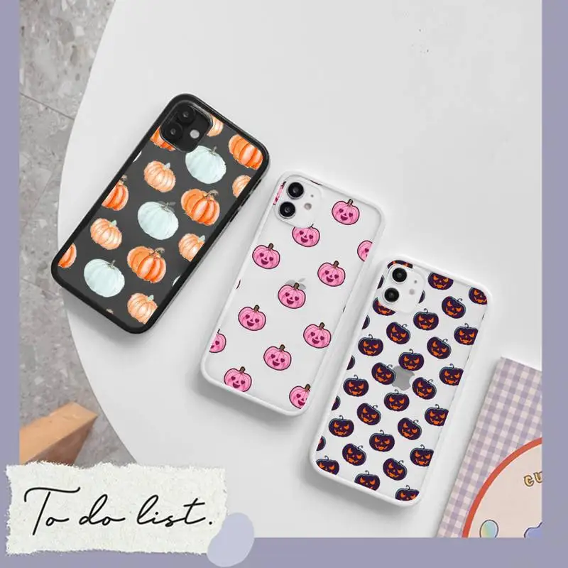 

pumpkin autumn Bumper harvest Phone Case matte transparent For iphone 7 8 11 12 plus mini x xs xr pro max cover