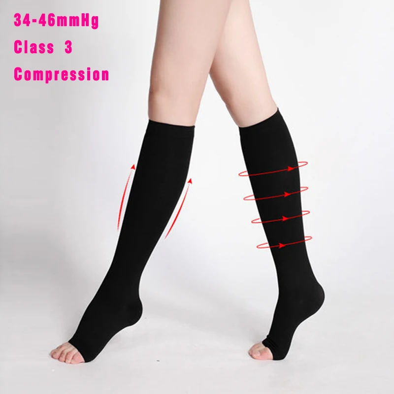 Медицинские компрессионные чулки IDEALSLIM 34-46 мм рт. Ст. Для йоги с открытым носком