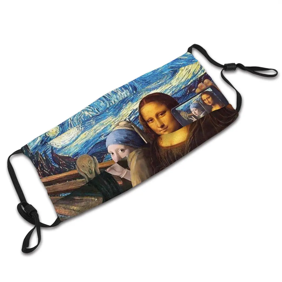 

Mona Lisa Starry Night Reusable Mouth Face Mask Dustproof Protection Cover Respirator Muffle Mask with Filters