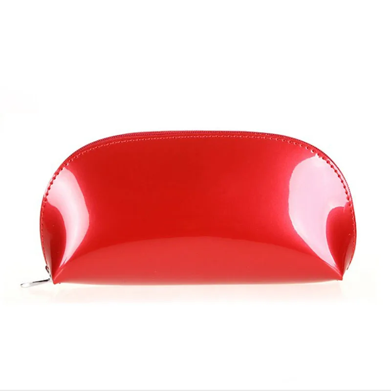 Сумка для макияжа женская из лакированной кожи конфетная однотонная на молнии|make