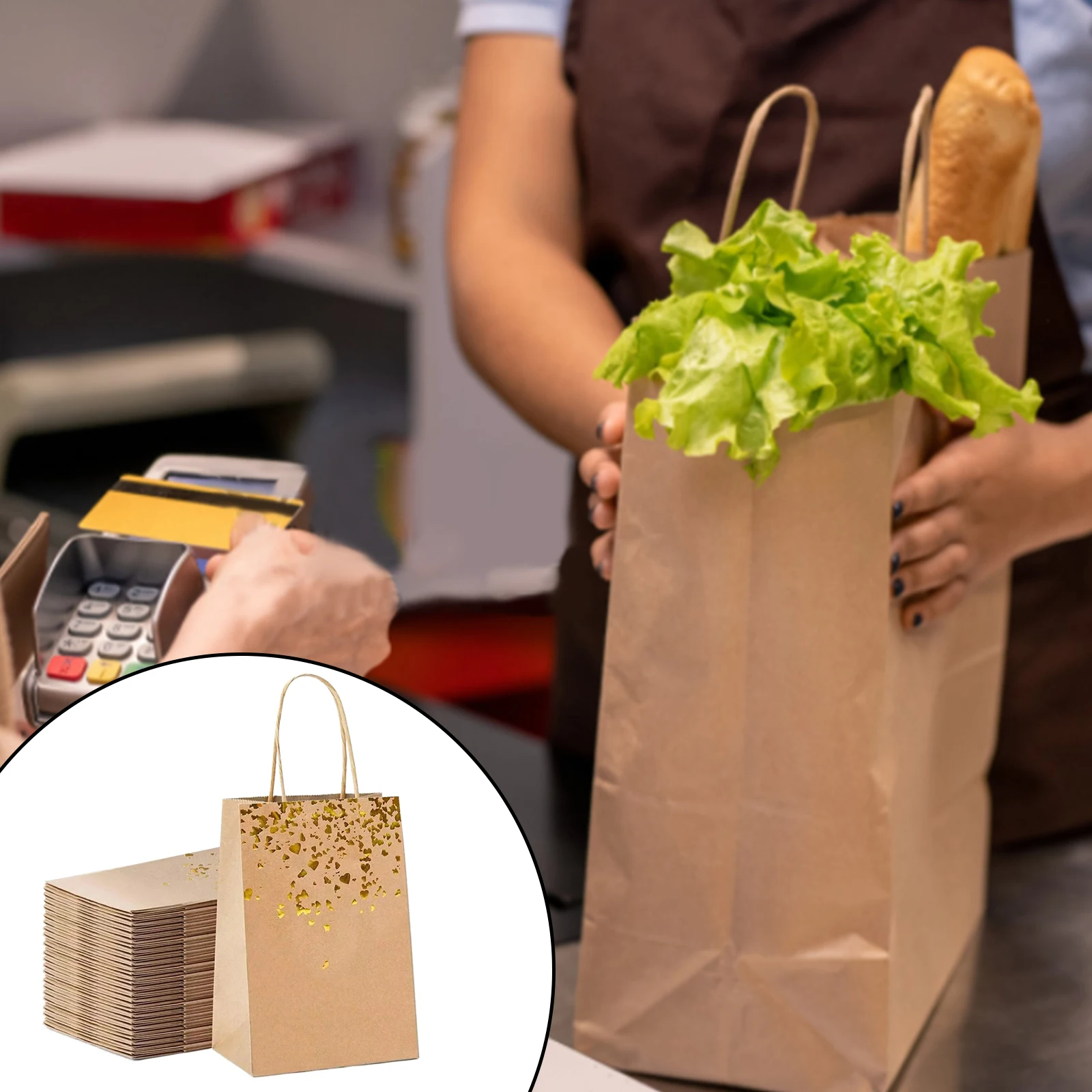 

10pcs Kraft Paper Bags Snowman Christmas Gift Bags With Handle 15cm X8cm X21cm Cookie Packaging Bags Wedding Party Favor Boxes