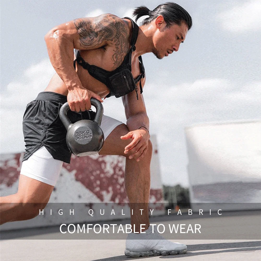 

Joggers Shorts Mens 2 in 1 Short Pants Gyms Fitness Bodybuilding Workout Quick Dry Beach Shorts Male Summer Sportswear Bottoms